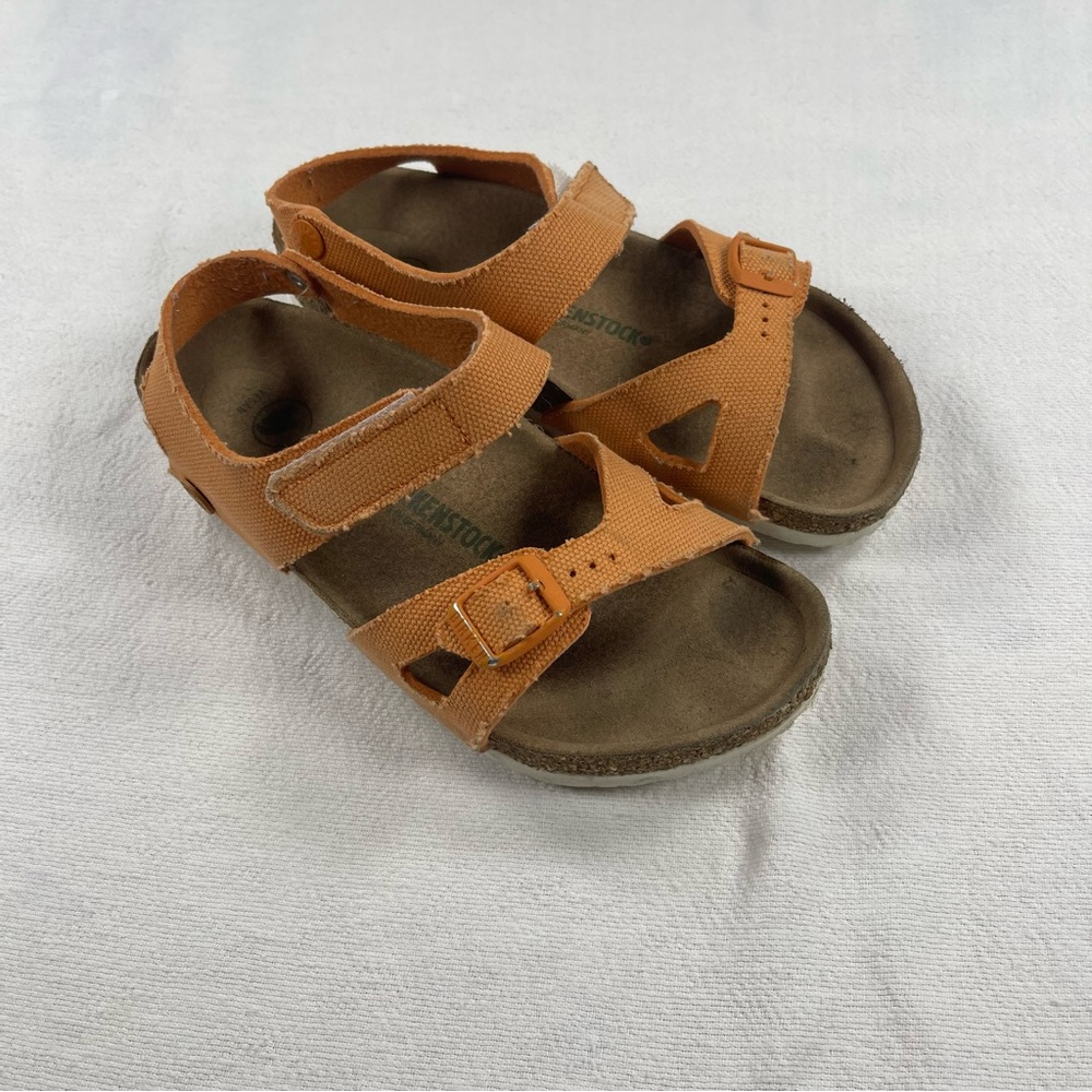 Birkenstock EU 34 Orange Arizona Kids Adjustable Strap Sandal vegan buckle